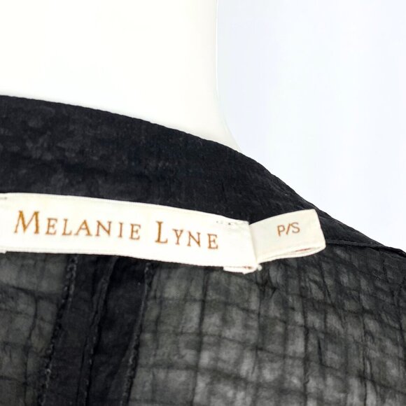 Vintage Melanie Lyne Y2K floral black crinkle gothic ruffle blouse small - Picture 4 of 6